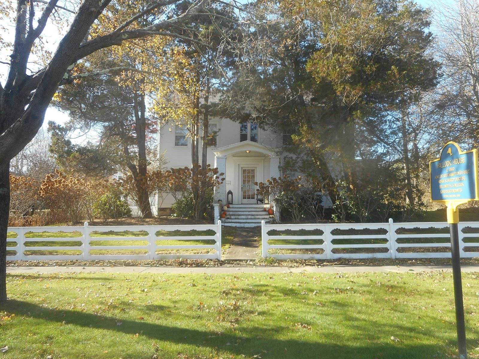 Front door of the Dr. David H. Hallock House at 37 South Main Street in the Village of Southampton, New York. Further de